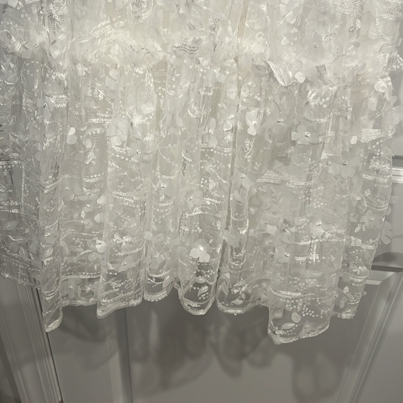 Lulus Springtime Soiree White Sequin 3D Floral Applique Midi Dress - Picture 3 of 6